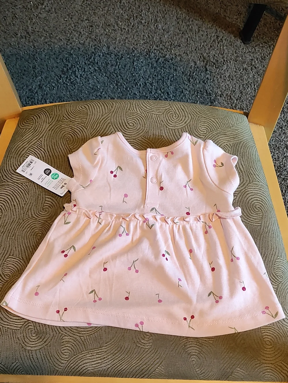 Carter's Child Of Mine Baby Pink Cherry Print Dressy Dress 0-3 Months Old